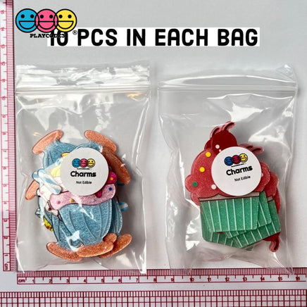 Ice Cream Sundae Cupcake Charms Glitter Planar Cabochons Decoden 2 Types 10 Pcs Charm