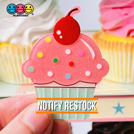 Ice Cream Sundae Cupcake Charms Glitter Planar Cabochons Decoden 2 Types 10 Pcs Charm
