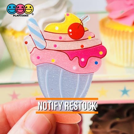 Ice Cream Sundae Cupcake Charms Glitter Planar Cabochons Decoden 2 Types 10 Pcs Charm