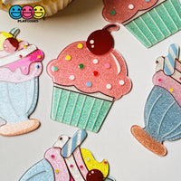 Ice Cream Sundae Cupcake Charms Glitter Planar Cabochons Decoden 2 Types 10 Pcs Charm