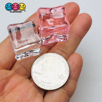 Ice Cubes Small Fake Charms Cabochon Decoden - Clear And Pink Options 30 Or 9 Pieces Charm