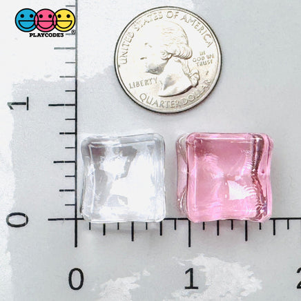 Ice Cubes Small Fake Charms Cabochon Decoden - Clear And Pink Options 30 Or 9 Pieces Charm