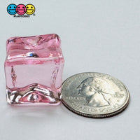 Ice Cubes Small Fake Charms Cabochon Decoden - Clear And Pink Options 30 Or 9 Pieces Charm