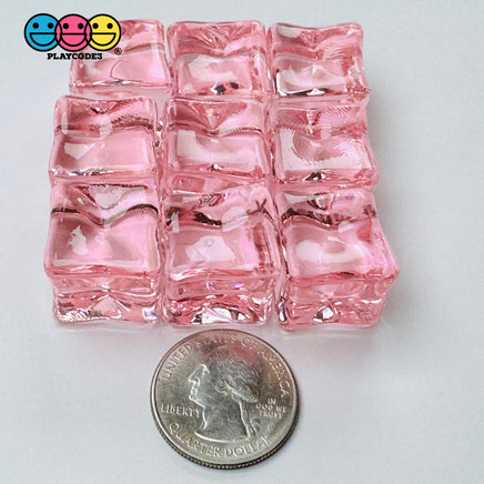 Ice Cubes Small Fake Charms Cabochon Decoden - Clear And Pink Options 30 Or 9 Pieces Charm