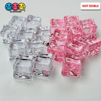 Ice Cubes Small Fake Charms Cabochon Decoden - Clear And Pink Options 30 Or 9 Pieces Charm