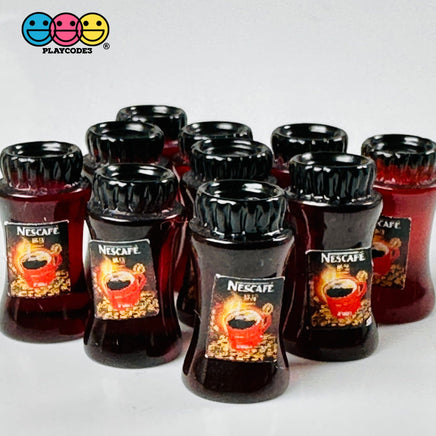 Instant Coffee Jar Mug Miniature Can Dollhouse Fake Mini Charm Cabochons 10 Pcs