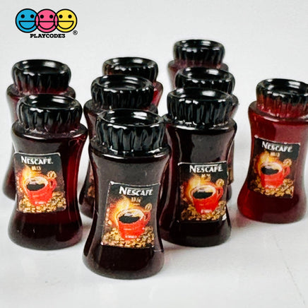 Instant Coffee Jar Mug Miniature Can Dollhouse Fake Mini Charm Cabochons 10 Pcs