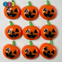 Jack-O-Lantern Mini Charm Plastic Party Favors Flatback Halloween Cabochons 10 Pcs