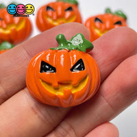 Jack-O-Lantern Pumpkin Charm Halloween Cabochons 10 Pcs