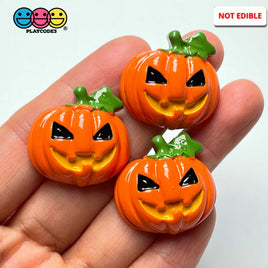 Jack-O-Lantern Pumpkin Charm Halloween Cabochons 10 Pcs