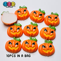 Jack-O-Lantern Pumpkin Charm Halloween Cabochons 10 Pcs