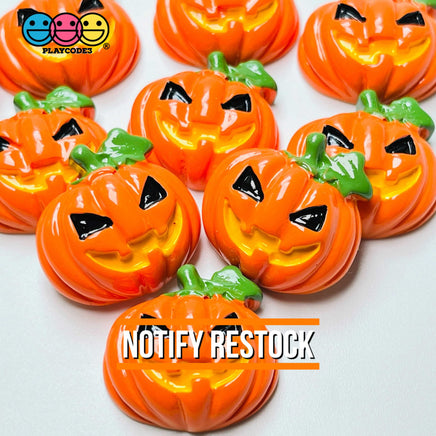 Jack-O-Lantern Pumpkin Charm Halloween Cabochons 10 Pcs