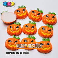 Jack-O-Lantern Pumpkin Charm Halloween Cabochons 10 Pcs