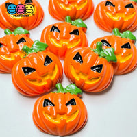 Jack-O-Lantern Pumpkin Charm Halloween Cabochons 10 Pcs