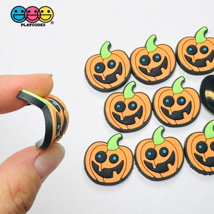 Shoe Charms WITHOUT Buckle Botton Bendable Jack-o’-lantern Pumpkin with Stem Holiday Halloween Flatback Cabochons Slime