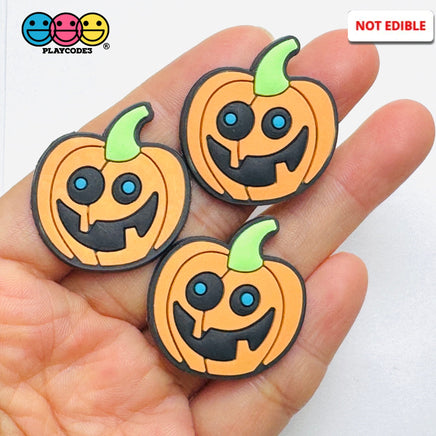 Shoe Charms WITHOUT Buckle Botton Bendable Jack-o’-lantern Pumpkin with Stem Holiday Halloween Flatback Cabochons Slime