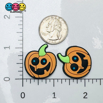 Shoe Charms WITHOUT Buckle Botton Bendable Jack-o’-lantern Pumpkin with Stem Holiday Halloween Flatback Cabochons Slime