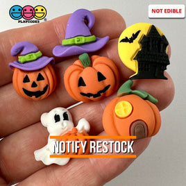 Jack-O-Lantern Witches Hat Pumpkin Haunted House Ghost Selection Cabochon Charm Halloween Flat Back