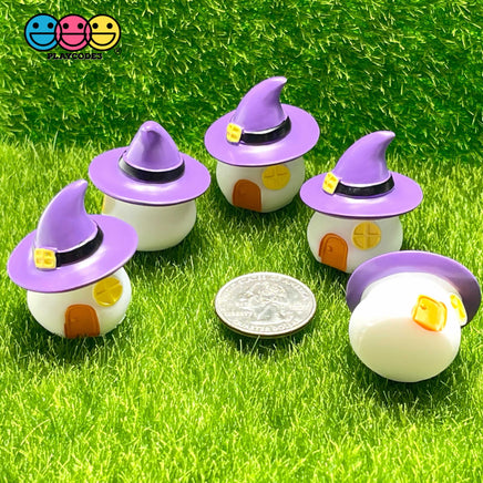 Jack-O-Lantern Witches Hat Pumpkin House Witch Home Halloween Charms Cabochons 5 Pcs Charm