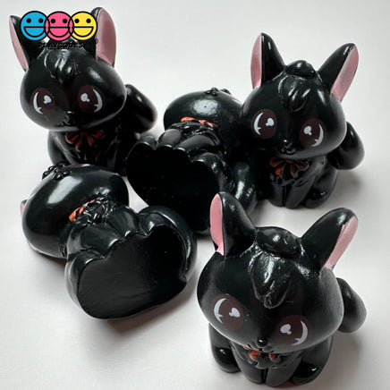 Japanese Cartoon Cat 3D Halloween Black Cabochons Decoden Charm 5Pcs