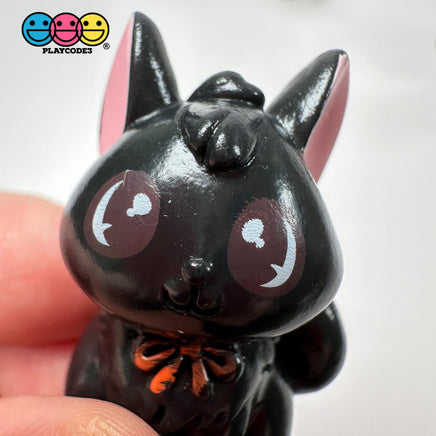 Japanese Cartoon Cat 3D Halloween Black Cabochons Decoden Charm 5Pcs