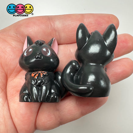 Japanese Cartoon Cat 3D Halloween Black Cabochons Decoden Charm 5Pcs