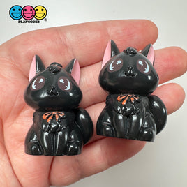 Japanese Cartoon Cat 3D Halloween Black Cabochons Decoden Charm 5Pcs