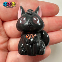 Japanese Cartoon Cat 3D Halloween Black Cabochons Decoden Charm 5Pcs