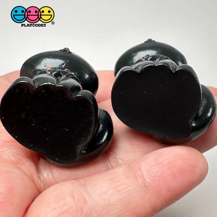 Japanese Cartoon Cat 3D Halloween Black Cabochons Decoden Charm 5Pcs