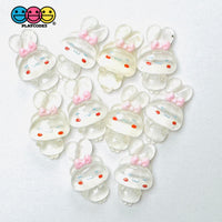 Japanese Tv Cartoon Anime Character Kawaii Transparent White Dog Puppy Long Ears With Bow Flatback