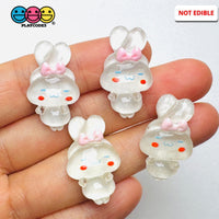 Japanese Tv Cartoon Anime Character Kawaii Transparent White Dog Puppy Long Ears With Bow Flatback