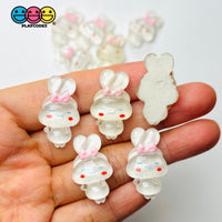 Japanese Tv Cartoon Anime Character Kawaii Transparent White Dog Puppy Long Ears With Bow Flatback