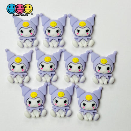 Japanese Tv Cartoon Anime Character Purple Cat Kawaii Flatback Cabochons Decoden Charm 10 Pcs