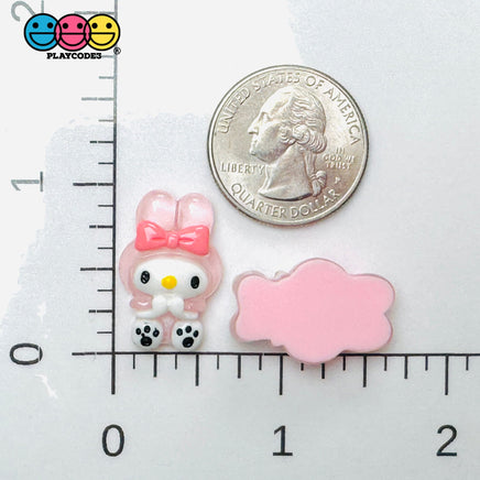 Japanese Tv Cartoon Anime Kawaii Pink Rabbit Full Body Transparent Flatback Cabochons Decoden Charm