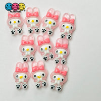 Japanese Tv Cartoon Anime Kawaii Pink Rabbit Full Body Transparent Flatback Cabochons Decoden Charm