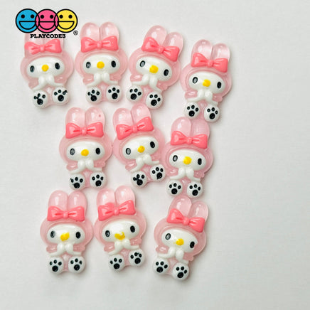 Japanese Tv Cartoon Anime Kawaii Pink Rabbit Full Body Transparent Flatback Cabochons Decoden Charm