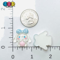 Japanese Tv Cartoon Anime Kawaii Transparent Blue Bow White Dog Puppy Long Ears Flatback Cabochons