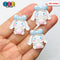 Japanese Tv Cartoon Anime Kawaii Transparent Blue Bow White Dog Puppy Long Ears Flatback Cabochons