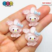 Japanese Tv Cartoon Anime Kawaii Transparent Pink Rabbit Flatback Cabochons Decoden Charm 10 Pcs