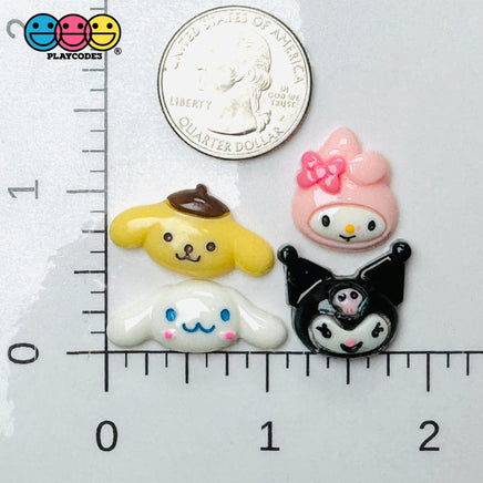 Japanese Tv Cartoon Anime Kawaii White Yellow Dog Pink Rabbit Black Cat Flatback Cabochons Decoden
