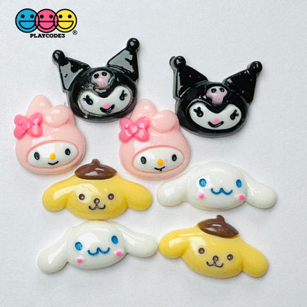 Japanese Tv Cartoon Anime Kawaii White Yellow Dog Pink Rabbit Black Cat Flatback Cabochons Decoden