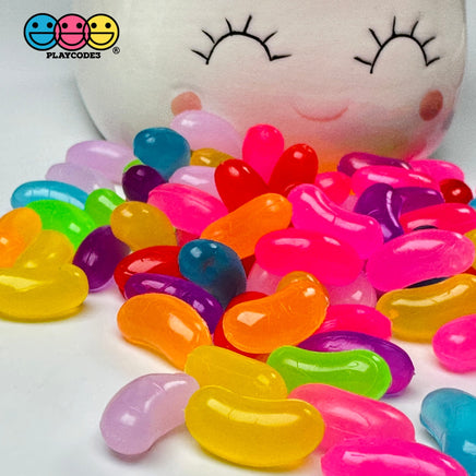 Jellybeans Slightly Smaller Realistic Candy Looking Fake Food 3D Plastic Charms Jelly Beans 100 Pcs