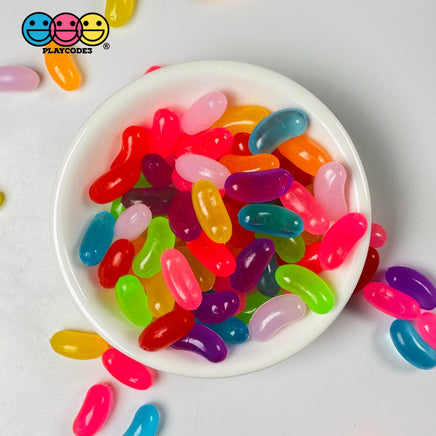 Jellybeans Slightly Smaller Realistic Candy Looking Fake Food 3D Plastic Charms Jelly Beans 100 Pcs