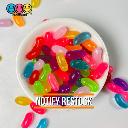 Jellybeans Slightly Smaller Realistic Candy Looking Fake Food 3D Plastic Charms Jelly Beans 100 Pcs