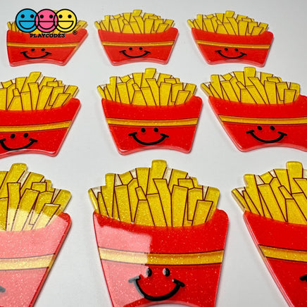 Kawaii French Fries Fake Food Glitter Planar Flatback Cabochons Decoden Charm 10 Pcs
