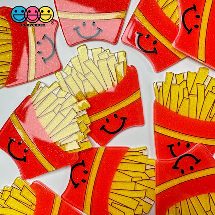 Kawaii French Fries Fake Food Glitter Planar Flatback Cabochons Decoden Charm 10 Pcs