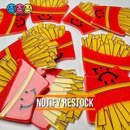 Kawaii French Fries Fake Food Glitter Planar Flatback Cabochons Decoden Charm 10 Pcs