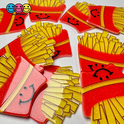 Kawaii French Fries Fake Food Glitter Planar Flatback Cabochons Decoden Charm 10 Pcs
