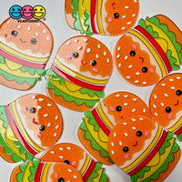 Kawaii Hamburger Glitter Planar Fake Food Flatback Cabochons Decoden Charm 10 Pcs