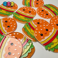 Kawaii Hamburger Glitter Planar Fake Food Flatback Cabochons Decoden Charm 10 Pcs